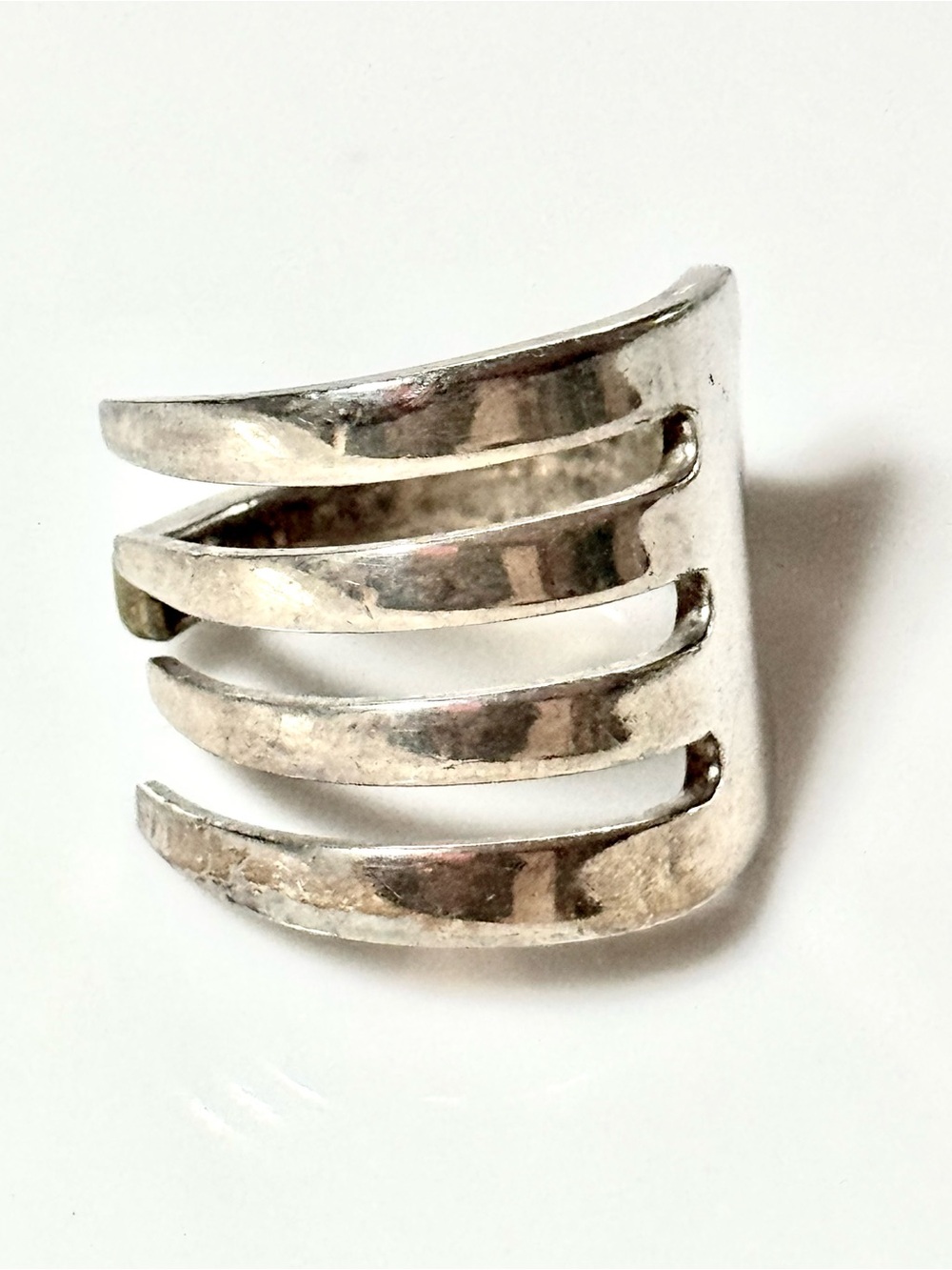 Vintage Silver Fork Handcrafted Fork Ring Size 9 Adjustable